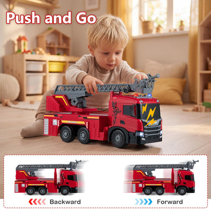 Costzon Licensed Scania Large Fire Truck Toy with 360° Extendable Ladder(Fire Truck)