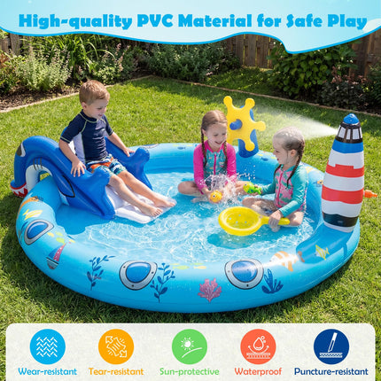 Costzon Shark Outdoor Kids Summer Playhouse Inflatable Water Park (74'' x 60'' x 24.8'')