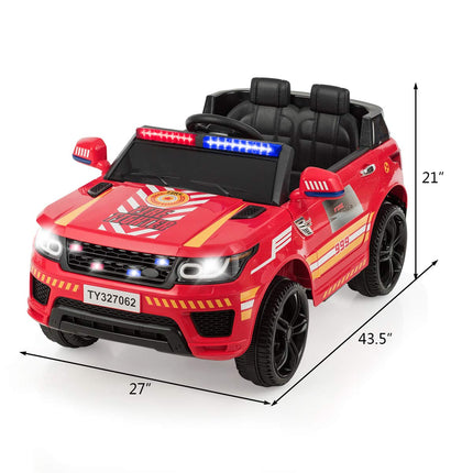 Costzon Ride on Car, 12V Fire Fighter SUV Vehicle w/Remote Control