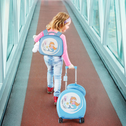 Costzon Kids Luggage, 4 Pieces 14" Kids Carry on Luggage with Wheels