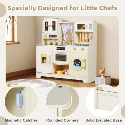 Costzon Wooden Toy Kitchen Playset w/Ice Maker
