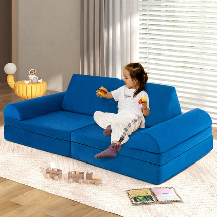 Costzon Convertible Kids Couch, Modular Folding Sofa Playset with Portable Handle, 8-Piece