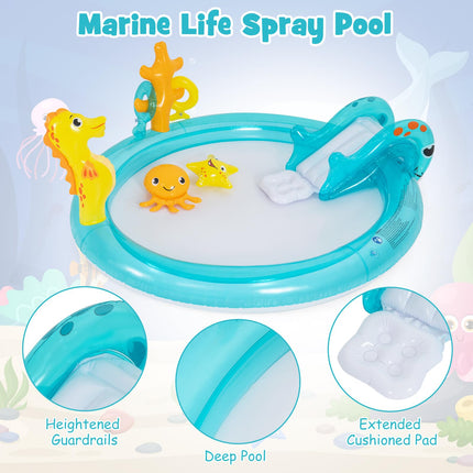 Costzon Inflatable Kiddie Pool Outdoor Kids Summer Playhouse Inflatable Water Park (70'' x 62'' x 26.5'')