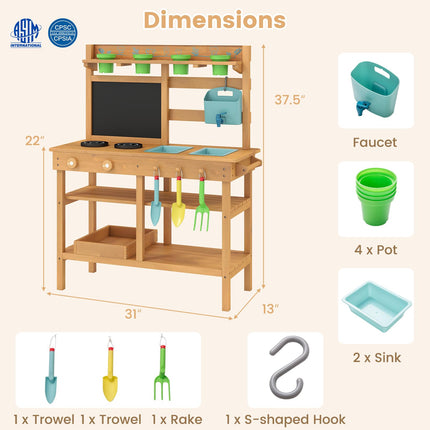Costzon Mud Kitchen Toddler Wooden Pretend Playset