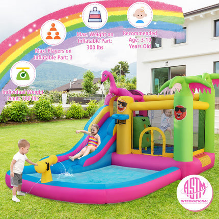 Costzon Inflatable Water Slide, Water Bounce House for Kids Backyard Family Fun with Long Slide, Large Jumping Area