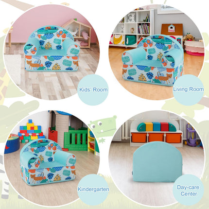 Costzon Kids Sofa, Foam Filled Armchair with Washable Velvet Cover & Soft Sponge Filling, Upholstered Sofa Chair for Preschool(Leaf)