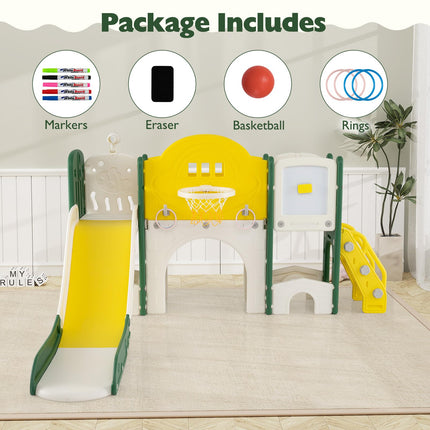 Costzon 10 in 1 Toddler Slide Set Kids Slide and Climber Playset