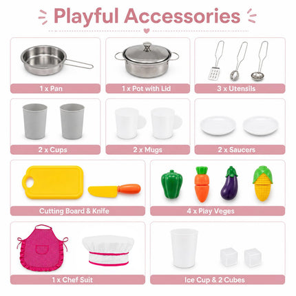 Costzon 2-Piece Wooden Kids Play Kitchen w/Running Water Light & Sound