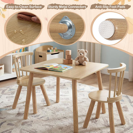 Costzon Kids Table and Chairs Wooden 3 PCS Children Desk Set