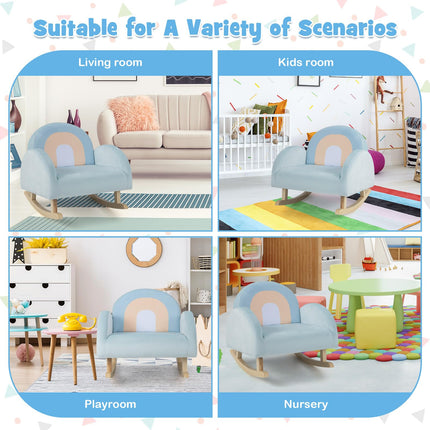 Costzon Kids Sofa, Rocking Chair with Solid Wood Frames, Plush Fabric, Anti-Tipping Design for Kids Room