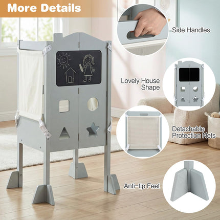Costzon Folding Toddler Step Stool 2-Step Stool Safety Nets & Anti-Tip Feet