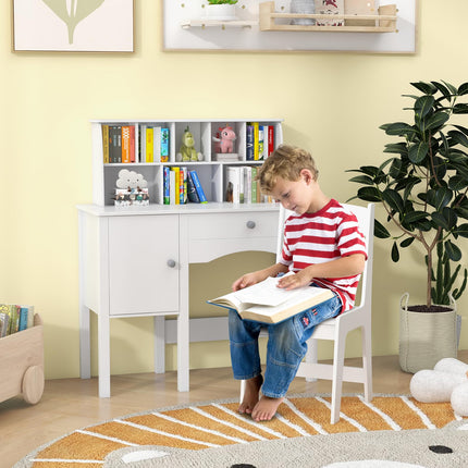 Costzon Kids Desk and Chair Set, Wooden Kids Study Desk with Hutch