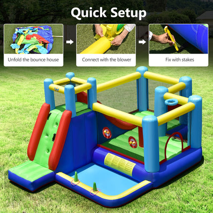 8 in 1 Kids Giant Bounce House with 735W Blower