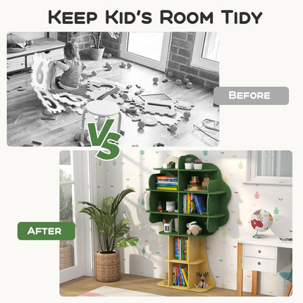 Costzon Tree Kids Bookshelf, 6-Tier Toddler Montessori Shelf Book Rack