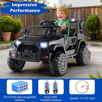 Costzon Kids UTV Car with Detachable Trailer 12V Battery Powered Off- Road UTV Ride