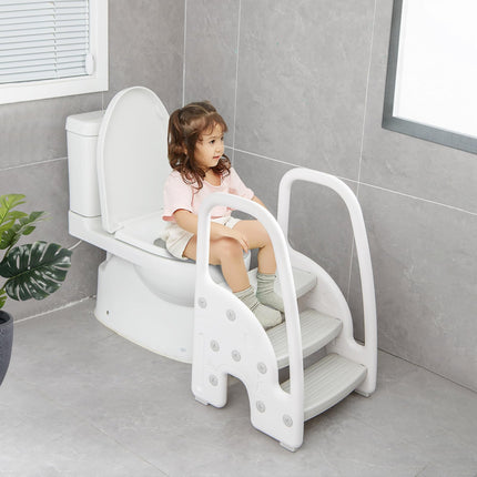 Costzon 3-Step Stool for Toddlers, Children Step Up Leaning Helper with Safety Handles, Non-Slip Pedals