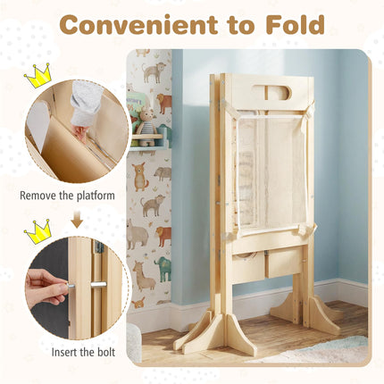 Costzon Foldable Standing Tower with Built-in Chalkboard & Detachable Safety Net