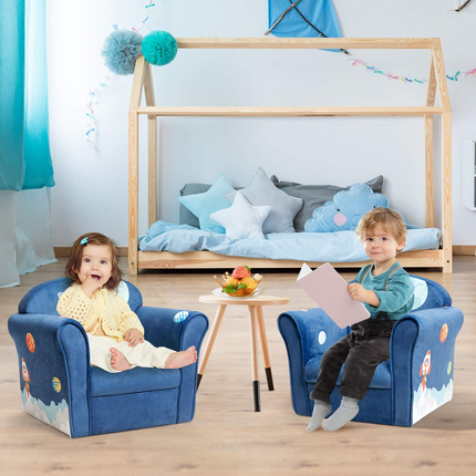 Costzon Kids Sofa, Children Armrest Chair with Pattern, Toddler Furniture w/Sturdy Wood Construction for Boys & Girls