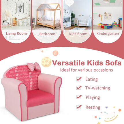 Costzon Kids Sofa, Toddler Upholstered Armchair with Solid Wooden Frame (Single Seat)