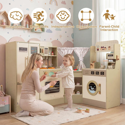 Costzon Kids Corner Play Kitchen Pretend Play Kitchen Playset