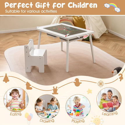 Costzon Kids Table and Chair 6 in 1 Sensory Desk Set w/Storage Bins