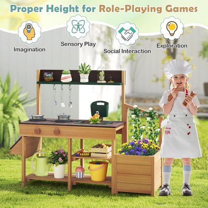 Costzon Play Kitchen for Kids Wooden Toy Playset w/Removable Faucet
