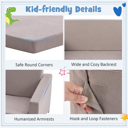 Costzon Kids Sofa, 2 in 1 Flip Open Couch with Machine Washable Sofa Cover