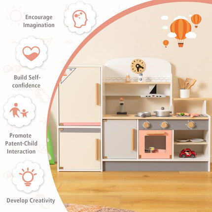 Costzon Kids Kitchen Playset Pretend Play Kitchen with Refrigerator
