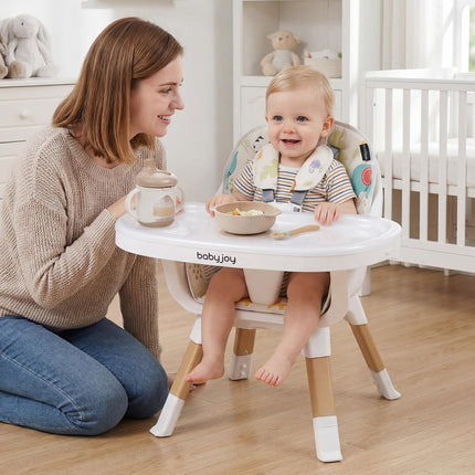 4-in-1 Convertible Highchair Adjustable Legs Double Removable Tray