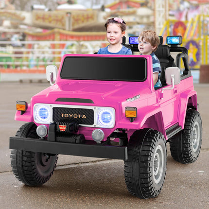 Costzon 2 Seater Ride on Car, 12V Licensed Toyota FJ40 Ride On Truck with 2.4G Remote Control (Pink)