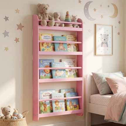 Costzon 4-Tier Wall Mounted Book Shelf for Toys & Books