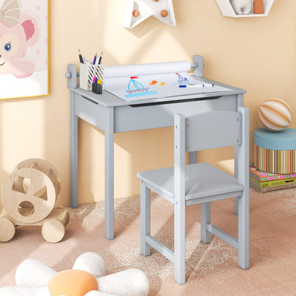 Costzon Kids Table and Chair Set, Flip Top Kids Art Craft Table w/Chair for Playroom Kindergarten