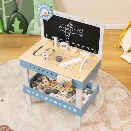 Costzon Kids Tool Bench, Wooden Pretend Workbench, Realistic Role Play Construction Building Tool Set