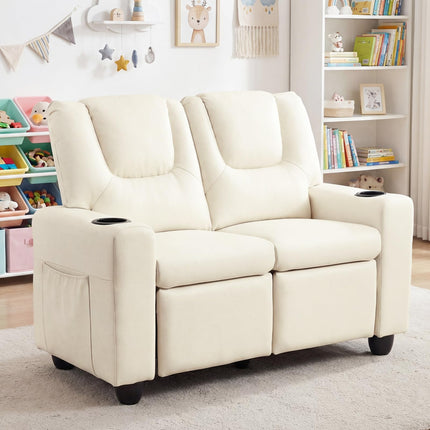 Costzon 2-Seater Kids Recliner 2 Cup Holders 2 Side Storage Pockets