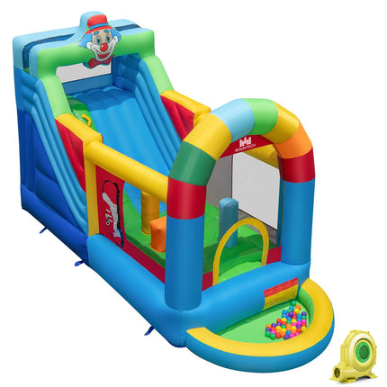 BOUNTECH Inflatable Bounce House, Clownland Bouncy House with Long Slide for Kids 3-6