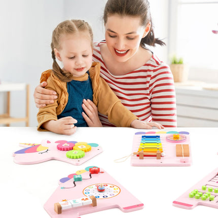 Costzon Unicorn Activity Wall Busy Board Wall-Mounted Toddler Learning Activity Center