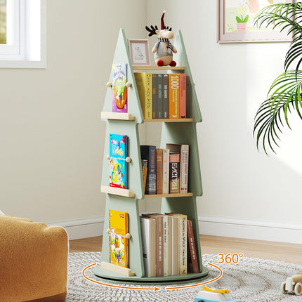 Costzon 4-Tier Kids Corner Book Shelf for Small Space 360° Display Spinning
