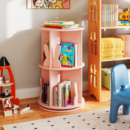 Costzon Kids 360° Display Spinning Bookcase with Bookends