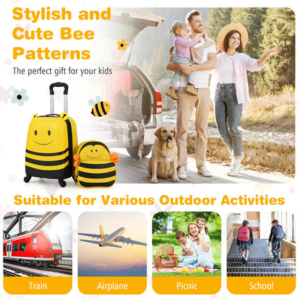 Costzon 2 Pcs Kids Luggage 16" Kids Rolling Suitcase w/ 12" Backpack