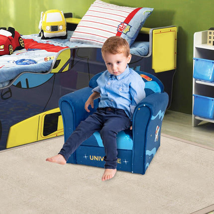 Costzon Kids Sofa, Children Armrest Chair with Pattern, Toddler Furniture with Sturdy Wood Construction for Boys & Girls