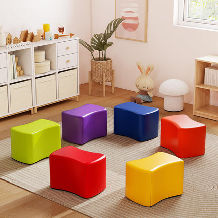 Costzon 6-Piece Modular Stool Set for Kids 10'' Waterproof Daycare Butterfly Foam Stools