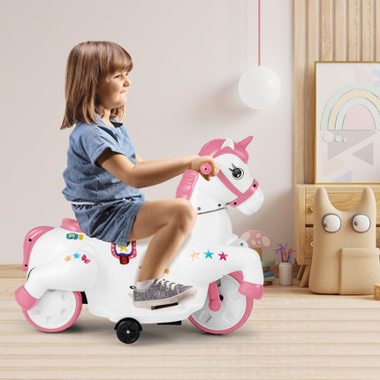 Costzon Ride on Car, 12V Ride on Toys for Toddlers Pony w/Training Wheels. Motorized Play Horse, Kids Car Motorcycle