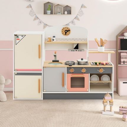 Costzon Kids Kitchen Playset Pretend Play Kitchen with Refrigerator