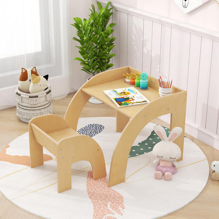 Costzon Kids Table and Chairs, Wooden Activity Desk and Chair with Wide Tabletop, 23.5” x 23.5” x 19.5”
