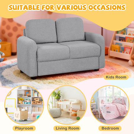 Costzon Kids Couch| Toddler Armrest Chair w/Teddy Fleece Upholstery & Solid Wooden Frame