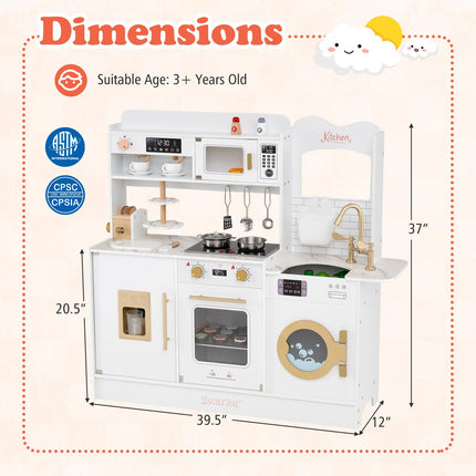 Costzon Kids Kitchen Playset Toddler Wooden Pretend Playset