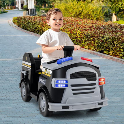 Costzon Police Car Ride on 12V Electric Cop Truck Kids Car w/Shovel & Wrench
