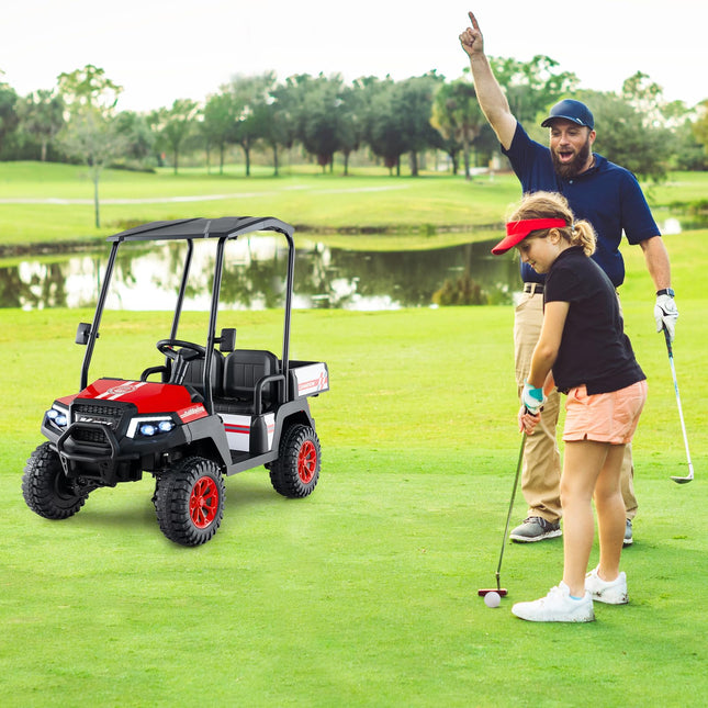 Costzon 24V Kids Golf Cart, 4WD 2 Seater Ride on Car