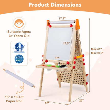Costzon 4-in-1 Easel for Kids Double-Sided Chalkboard