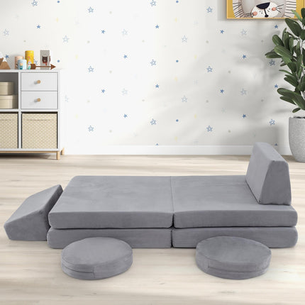 Costzon Modular Kids Play Couch, 6 PCS Toddler Creative Imaginative Furniture Play Set